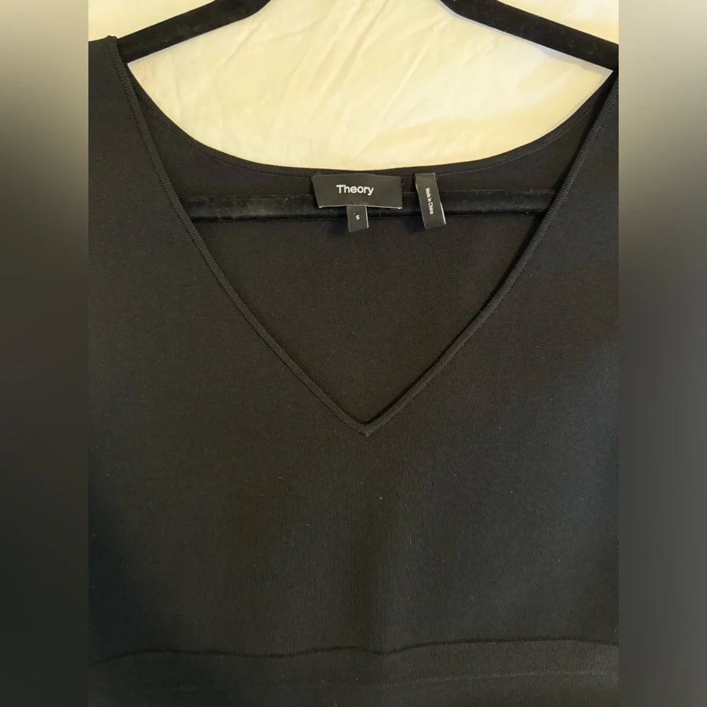 Theory Black V-Neck Midi Dress - Picture 5 of 9